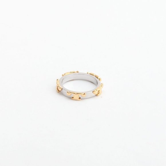 Tory Burch Serif T Stackable Ring GOLD/SILVER - Picture 1 of 5